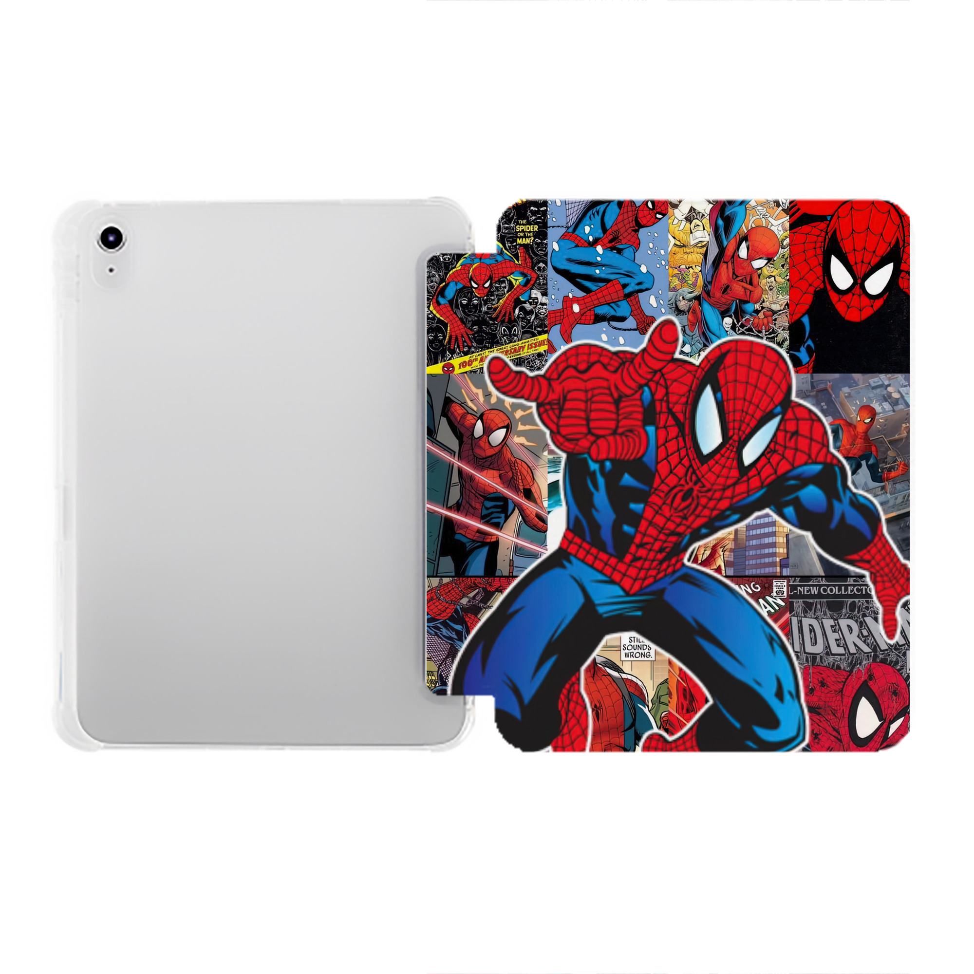 （画像用） Spider Man スパイダーマン IPad ケース ペン収納付き 三つ折りスタンド PUレザー×シリコン 対応機種9.5/10.5/10.9インチ